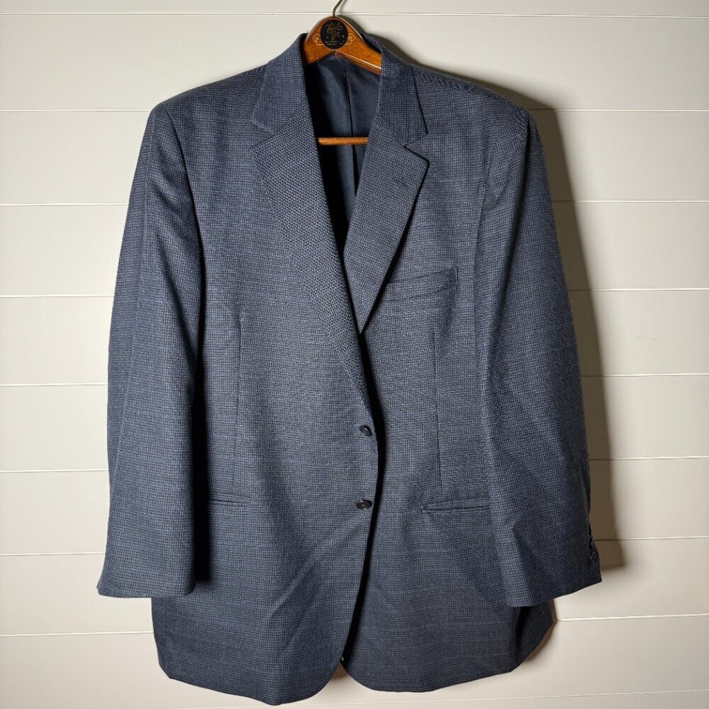Hardwick Sports Coat Blazer Jacket Navy Check Fully Lined Sz 48L